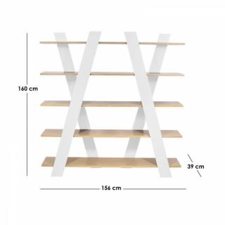 WIND bibliotheque étagère design blanche mate et chêne
