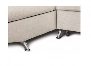 Canapé d'angle convertible méridienne gauche RINO beige pieds métal