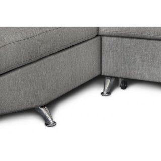 Canapé d'angle convertible méridienne gauche RINO gris clair pieds métal