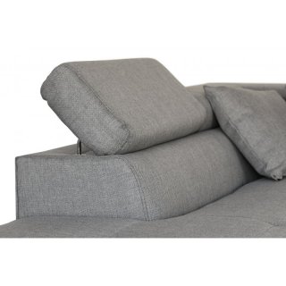 Canapé d'angle convertible méridienne gauche RINO gris clair pieds métal