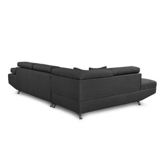 Canapé angle convertible méridienne gauche RINO gris foncé pieds métal