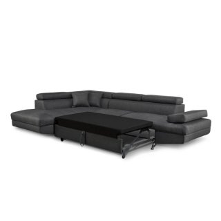 Canapé angle convertible méridienne gauche RINO gris foncé pieds métal
