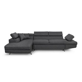 Canapé angle convertible méridienne gauche RINO gris foncé pieds métal