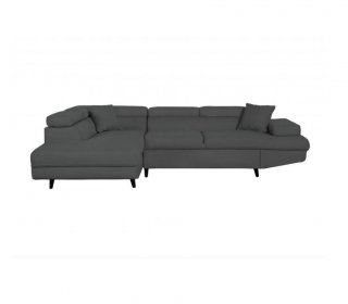 Canapé méridienne coffre gauche RINO convertible gris graphite pieds laqués noir
