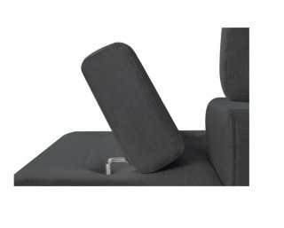 Canapé méridienne coffre gauche RINO convertible gris graphite pieds laqués noir