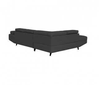 Canapé méridienne coffre gauche RINO convertible gris graphite pieds laqués noir