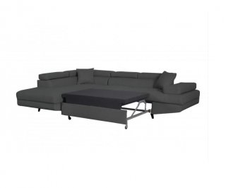 Canapé méridienne coffre gauche RINO convertible gris graphite pieds laqués noir