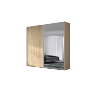 Armoire 2 portes coulissantes suspendues 1 panneau 138,1 x 240 cm couleur Arios porte miroir droite