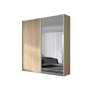 Armoire 2 portes coulissantes suspendues 1 panneau 178,1 x 220 cm couleur Arios porte miroir droite