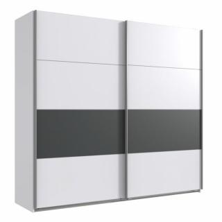 Armoire 2 portes  coulissantes ANGIE 225 cm blanc et graphite