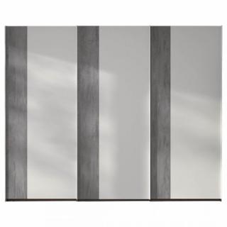 Armoire 3 portes coulissantes frange verticale 296,2x240 caisse Legend façade Luxor Gris Laquée