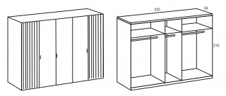 Armoire graphite 5 portes BLEND 2 portes aspect clayettes imit. chêne artisan