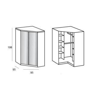 Armoire d'angle dressing SUTTON 2 portes hêtre naturel 95 x 95 cm