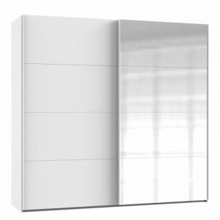 Armoire coulissante RONNA 1 porte blanc mat 1 porte miroir poignées aluminium mat largeur 180 cm