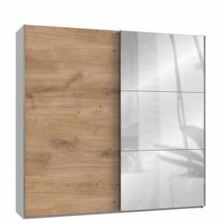 Armoire coulissante LISBETH 1 porte chêne 1 miroir 250 x 236 cm hauteur