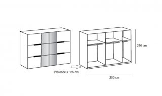 Armoire de rangement coulissante DELSON 2 portes chêne artisan 1 porte miroir