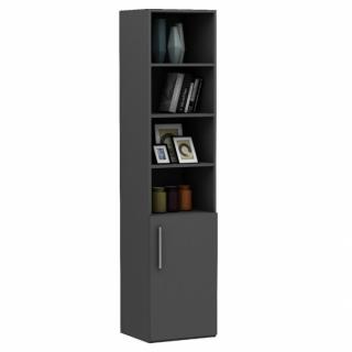 Armoire bibliothèque demi-porte 4 étagères MULTIMO largeur 50 cm anthracite