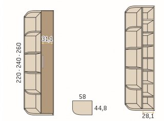 Armoire angle dressing porte coulissante rangement couleur Polar Pizzara Laquée hauteur 220 cm