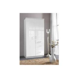 Armoire COOPER 2 portes 3 tiroirs largeur 91 laqué blanc 
