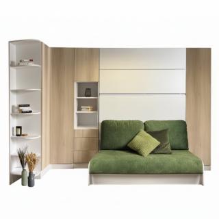 Composition Lit escamotable LIT COFFRE 140 avec armoire dressing angle