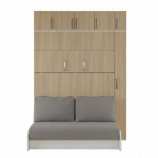 Lit escamotable canapé ARLITEC LIT COFFRE 140 avec surmeuble et colonne chevet hauteur 240 cm