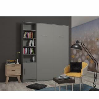Composition armoire lit escamotable SMART-V2 gris mat Couchage 140 x 200 cm