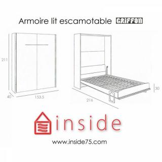 Armoire lit escamotable ODYSSÉE de GRIFFON, composable, couchage 140/200 cm.