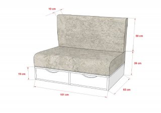 Lit escamotable style industriel KEY  SOFA chêne 90*200 cm Canapé Tiroirs Marron