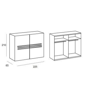 Armoire 2 portes coulissantes 225 cm CARAMELLA chêne poutre