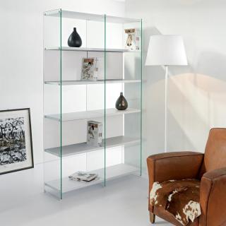 Bibliothèque BABYLONE blanc céruse et verre Bibliothèque BABYLONE blanc céruse et verre