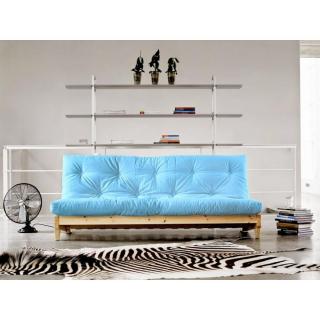 Banquette convertible futon FRESH pin coloris bleu clair couchage 140*200 cm.