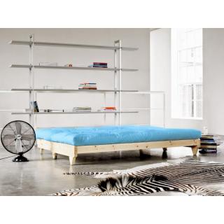 Banquette convertible futon FRESH pin coloris bleu clair couchage 140*200 cm.