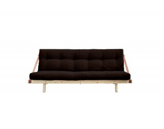 Banquette futon JUMP en pin massif coloris marron couchage 130 cm.