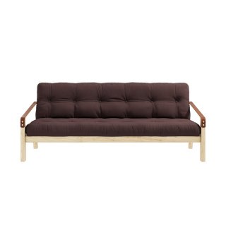 Banquette futon POETRY en pin massif coloris marron couchage 130 x 190 cm.