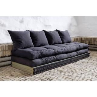Banquette futon tatami CHICO gris foncé couchage 2 x 70x200 cm.