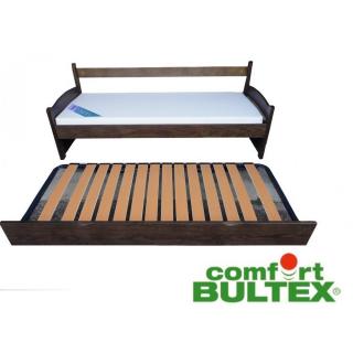Banquette gigogne DIMITRI bleue style scandinave matelas confort BULTEX 80*190cm