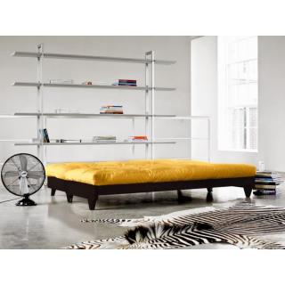 Banquette lit wengé futon jaune FRESH 3 places convertible couchage 140*200cm