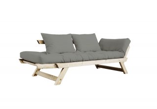 Banquette méridienne futon BEBOP pin naturel coloris gray couchage 75x200 cm.