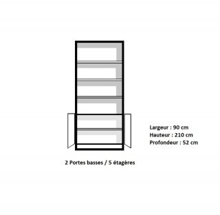 Bibliothèque 2 portes basses  ARLITEC largeur 90 cm profondeur 52 cm 