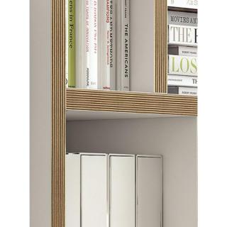 BERLIN bibliothèque étagère blanche mate et bois