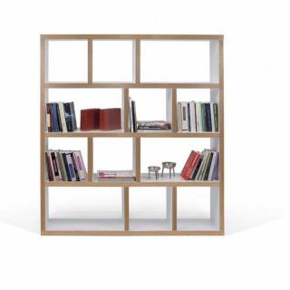 BERLIN bibliothèque étagère blanche mate et bois