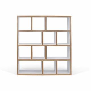 BERLIN bibliothèque étagère blanche mate et bois