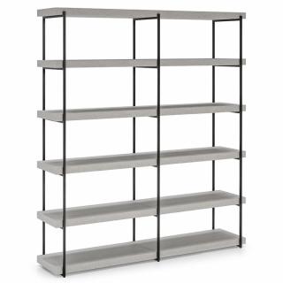 Bibliothèque ouverte LIBRA cadre métal 6 étagères mélaminé gris Bibliothèque ouverte LIBRA cadre métal 6 étagères mélaminé gris