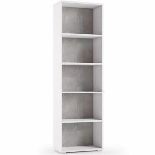 Bibliothèque élégant BEKO 60x195x30 cm 4 étagères cadre blanc dossier ciment Bibliothèque élégant BEKO 60x195x30 cm 4 étagères cadre blanc dossier ciment