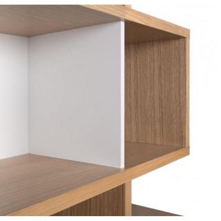 LONDON bibliothèque design 7 niveaux chêne avec fonds blancs