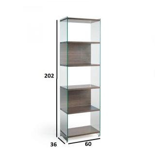 Bibliothèque murale 6 étagères BABYLONE 60 cm céruse noyer