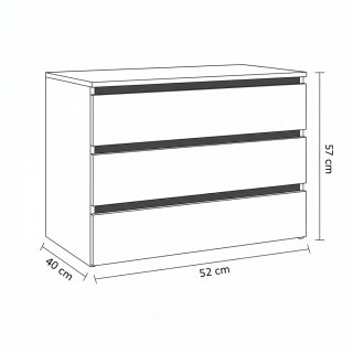 Bloc 3 tiroirs intérieurs largeur 52 cm DECOR GRIS