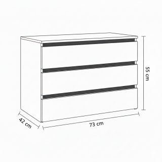 Bloc 3 tiroirs intérieurs largeur 73 cm DECOR GRIS