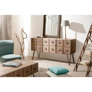 Buffet OCTAVE 2 portes 2 tiroirs en pin style industriel