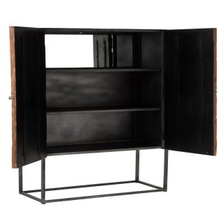 Buffet Bar  TINA  2 portes Marron Bois  / Pieds métal gris